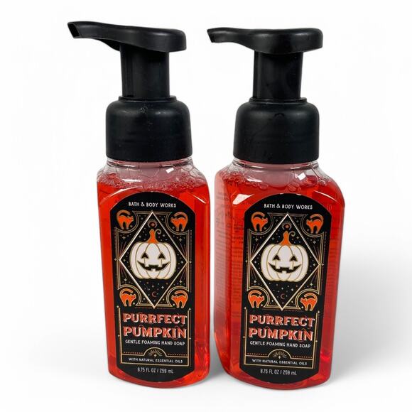 Purrfect Pumpkin Gentle Foaming Hand Soap Bath and Body Works 8.75 oz Lot of 2 - Picture 1 of 2